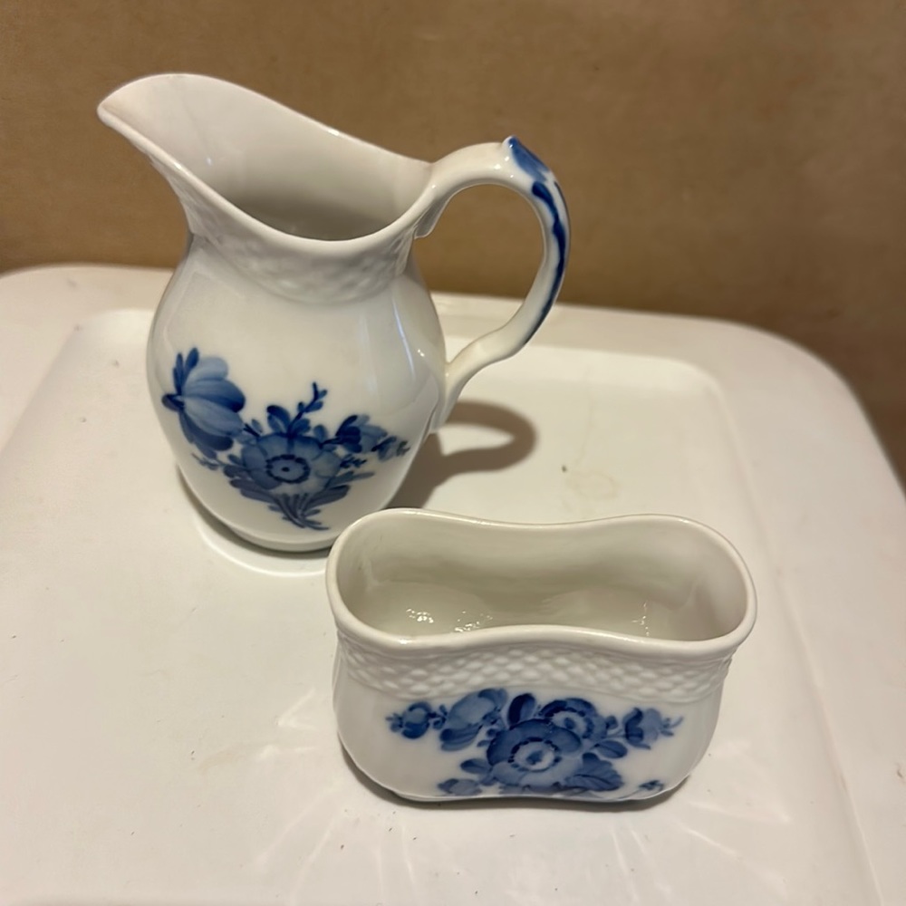 Royal Copenhagen creamer and “sugar packet holder”